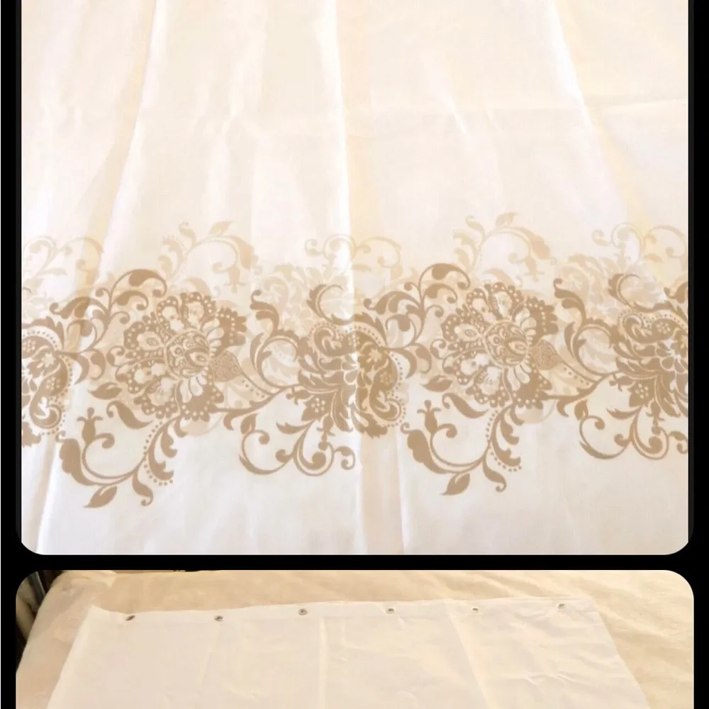 NWOT White & Gold Shower Curtain